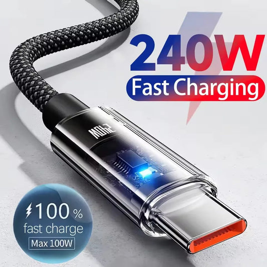 Nylon Digital Display USB-C Charging Cable